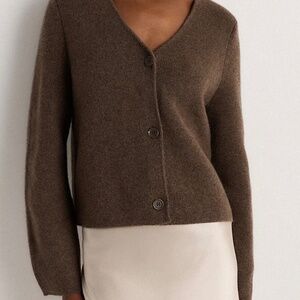 Quince Mongolian Cashmere Structured V-Neck Cardigan
